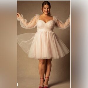 BRIDAL by ELOQUII Off the Shoulder Empire Mini Dress